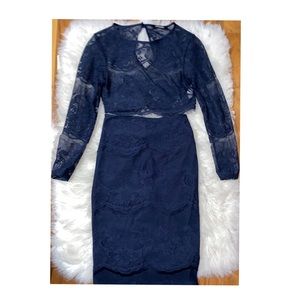 2-Piece Lace Navy Dress 🦋